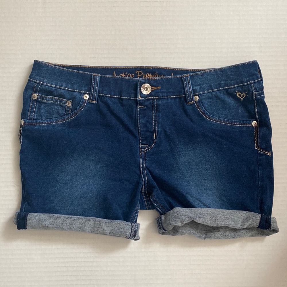 Justice Size 16 Dark Wash Jean Shorts Folded Hem Justice Jean Shorts